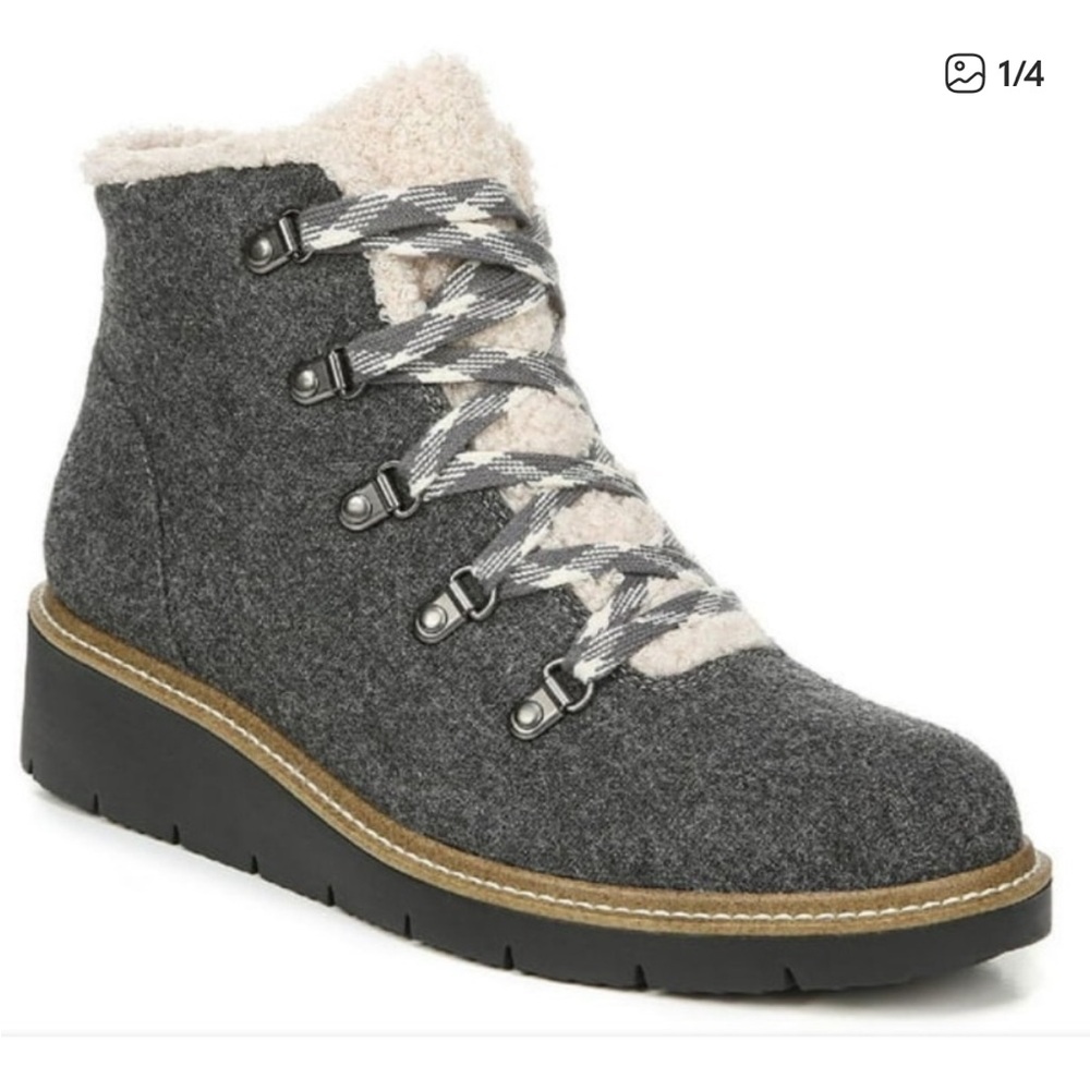 Dr. Scholl's Charcoal Lace-Up Women's Boots 7